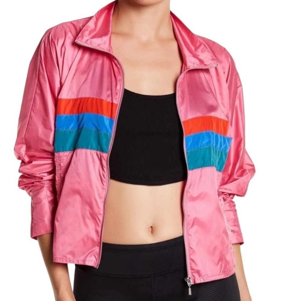 Free People Movement Pink Off To The Races Cropped Windbreaker‎ Jacket XS